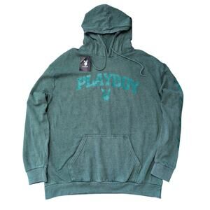 Playboy Oversized Hoodie Sweatshirt Men XL Pullover Spellout Sleeve Casual Comfy